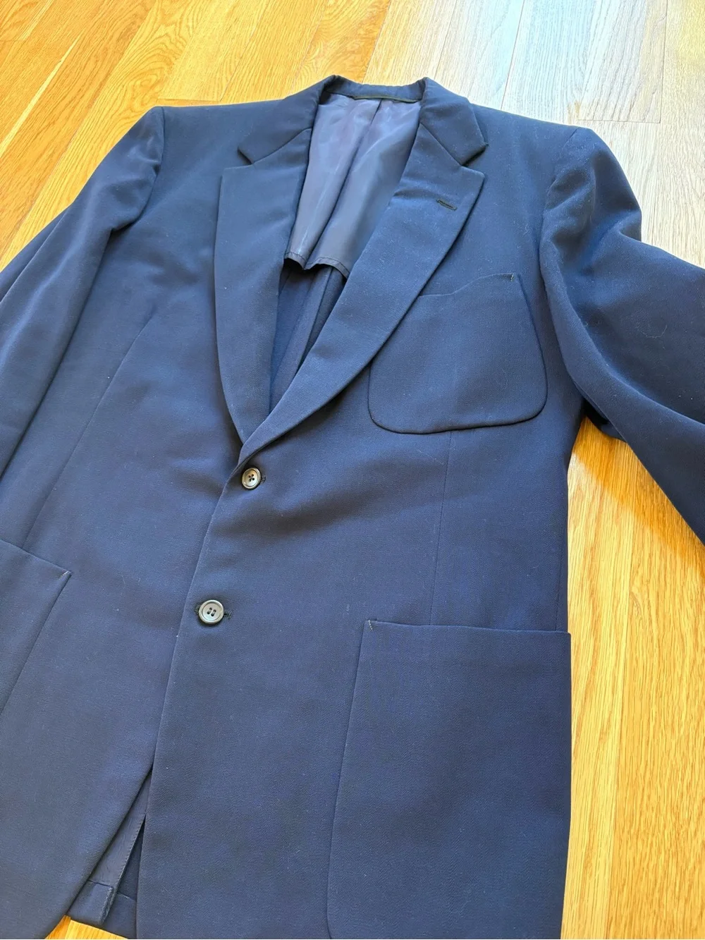 Vintage 1950s Kingsridge Griffith Smith Made In USA Navy Blue 2pc Suit 42R 34x30